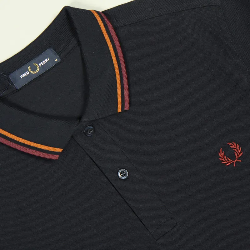 Fred Perry Twin Tipped Polo Shirt M3600 - Navy/Nut Flake/Oxblood-1